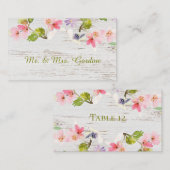 Roze roze flessen op wit hout plaatskaartje (Voorkant / Achterkant)