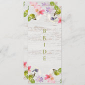 Roze roze flessen op wit hout voorbehouden menu (Voorkant / Achterkant)