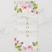 Roze roze flessen op wit hout voorbehouden menu (Voorkant / Achterkant)