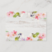 Roze roze flessen op wit hout voorbehouden plaatskaartje (Achterkant)