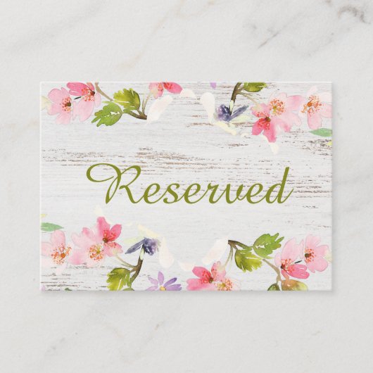 Roze roze flessen op wit hout voorbehouden plaatskaartje (Voorkant)