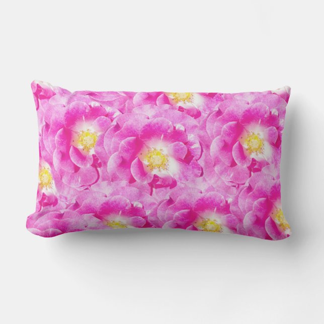 Roze roze floraalpatroon buitenkussen (Voorkant)