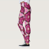 Roze roze floraalpatroon leggings (Links)