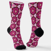 Roze roze floraalpatroon sokken (Gebogen)