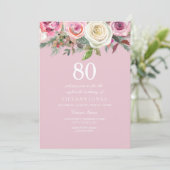  roze roze Floral 80e verjaardag feite Kaart (Staand voorkant)