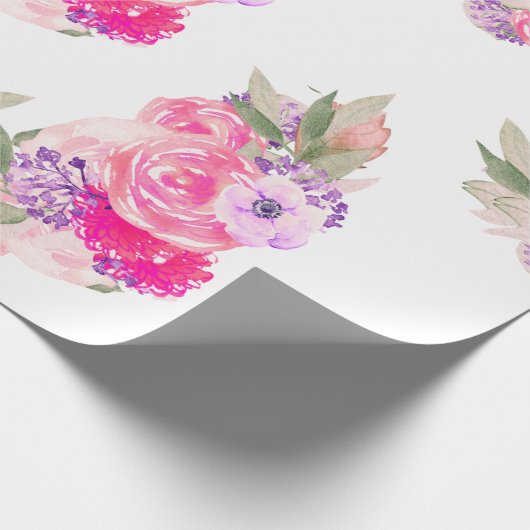  roze roze Floral Cadeaupapier (Hoek)