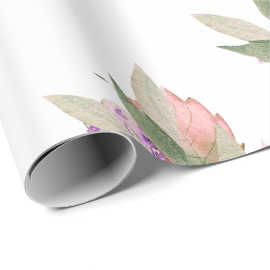  roze roze Floral Cadeaupapier (Rol Hoek)