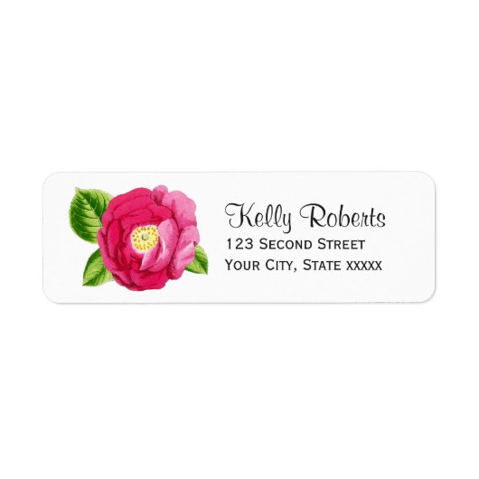 , roze roze Floral Etiket (Voorkant)