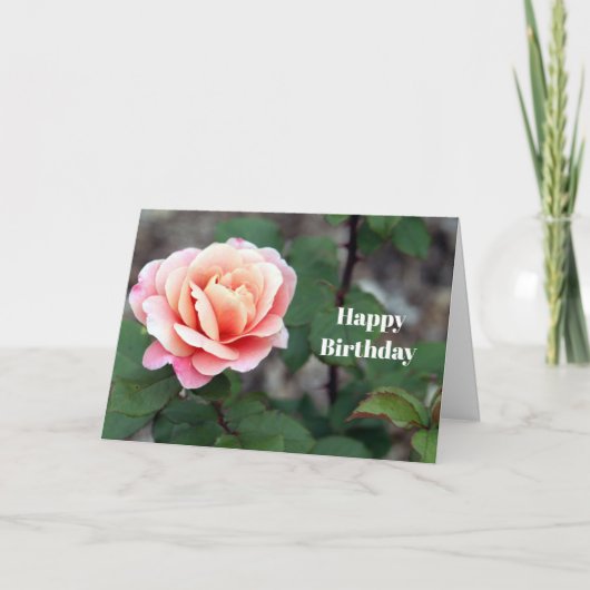  roze roze Floral Foto Birthday Kaart (Voorkant)