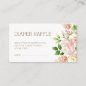 Roze Roze Floral Girl Baby shower Diaper Raffle Informatiekaartje (Voorkant)