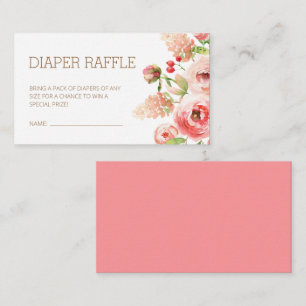 Roze Roze Floral met Baby shower DRUKRaffle Informatiekaartje
