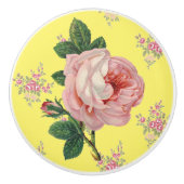 Roze Roze  Floral Pattern Ceramic Knob. Keramische Knop (Voorkant)