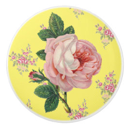 Roze Roze  Floral Pattern Ceramic Knob. Keramische Knop