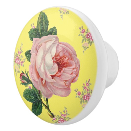 Roze Roze  Floral Pattern Ceramic Knob. Keramische Knop (Rechts)
