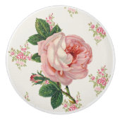 Roze Roze  Floral Pattern Keramische Knop (Voorkant)