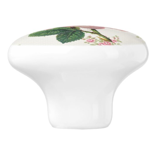 Roze Roze  Floral Pattern Keramische Knop (Zijkant)