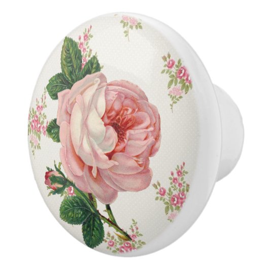 Roze Roze  Floral Pattern Keramische Knop (Rechts)