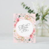 roze roze florale boho vrijgezellenfeest briefkaart (Staand voorkant)