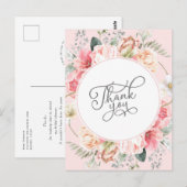roze roze florale boho vrijgezellenfeest briefkaart (Voorkant / Achterkant)