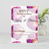 Roze Roze Foto, Elegante RSVP-Fotokaart, Script Kaart (Staand voorkant)