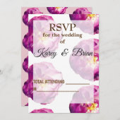 Roze Roze Foto, Elegante RSVP-Fotokaart, Script Kaart (Voorkant / Achterkant)