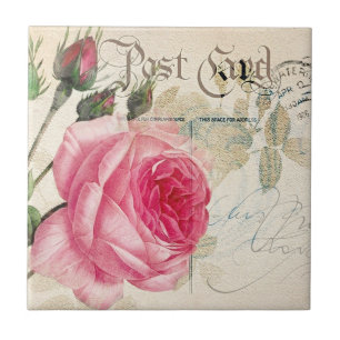 Roze Roze Franse Briefkaarten keramische tegels Tegeltje