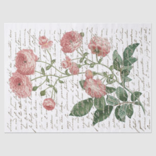 Roze Roze  Franse Manuscript Gold Lg Ontkoppeling Tissuepapier