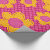 Roze, roze, gebarsten bloemenmeisje cadeaupapier (Hoek)