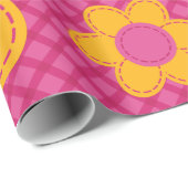 Roze, roze, gebarsten bloemenmeisje cadeaupapier (Rol Hoek)