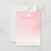 Roze roze geheugenkaart voor gedenktekens en begra notitiekaartje (Achterkant)