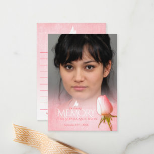 Roze roze geheugenkaart voor gedenktekens en begra notitiekaartje