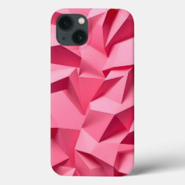 Roze Roze Geometrische iPhone Hoes met 3D Textuur