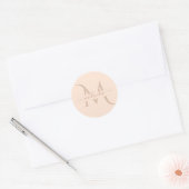 Roze Roze Gepersonaliseerde Monogram Script Naam  Ronde Sticker (Envelop)