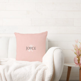 Roze Roze Gepersonaliseerde Naam Monogram Kussen