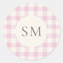 Roze Roze Gingham Persoonlijk Monogram