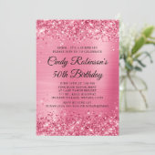 Roze Roze Glitter en Folie 50ste Verjaardag Kaart (Staand voorkant)