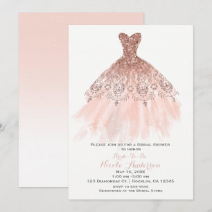 Roze Roze Glitter Glam Jurk Bruidsmeisjesfeest Kaart