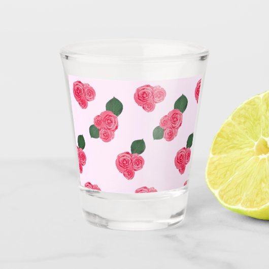 Roze roze gloeiwit shot glas (Voorkant)