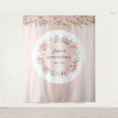 Roze, roze goud, blush Quinceañera fotobackdrop Wandkleed (Voorkant)