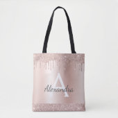 Roze Roze Goud Blush Roze Glitter Elegant Monogram Tote Bag (Voorkant)