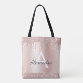 Roze Roze Goud Blush Roze Glitter Elegant Monogram Tote Bag (Achterkant)