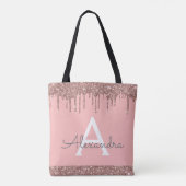 Roze Roze Goud Blush Roze Glitter Elegante Monogra Tote Bag (Achterkant)