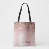 Roze Roze Goud Blush Roze Glitters Elegant Monogra Tote Bag (Voorkant)