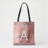 Roze Roze Goud Blush Roze Glitters Elegant Monogra Tote Bag (Voorkant)