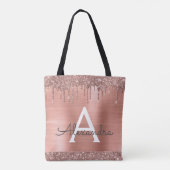Roze Roze Goud Blush Roze Glitters Elegant Monogra Tote Bag (Achterkant)