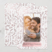 Roze Roze Goud Botanische Moderne Glam Vakantiefot Feestdagenkaart (Voorkant / Achterkant)