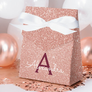 Roze Roze Goud Bourgondi Glitters Schitterend Mono Bedankdoosjes