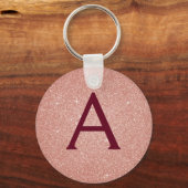 Roze Roze Goud Bourgondië Glitters & Glans Monogra Sleutelhanger (Voorkant)