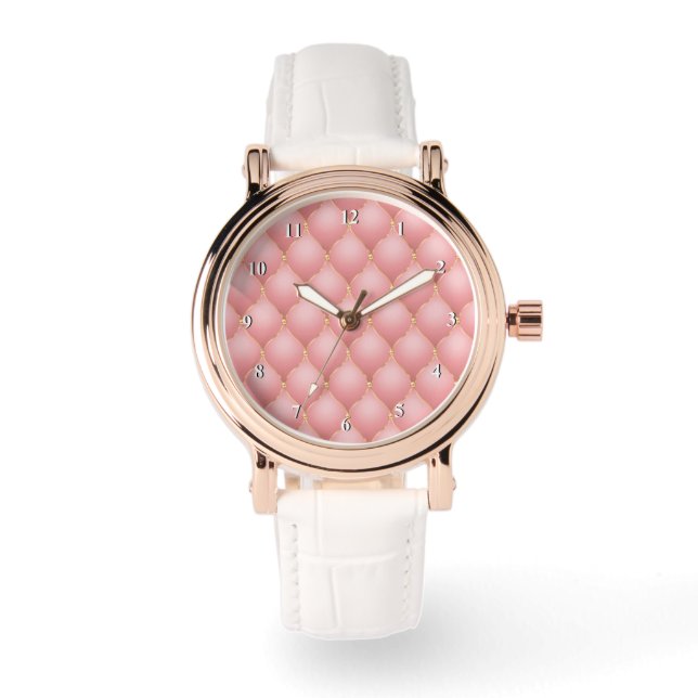 Roze Roze Goud Diamanten Geplooide Horloge (Voorkant)