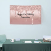 Roze Roze Goud Druppelende Glitter Persoonlijk Spandoek (Beurs)